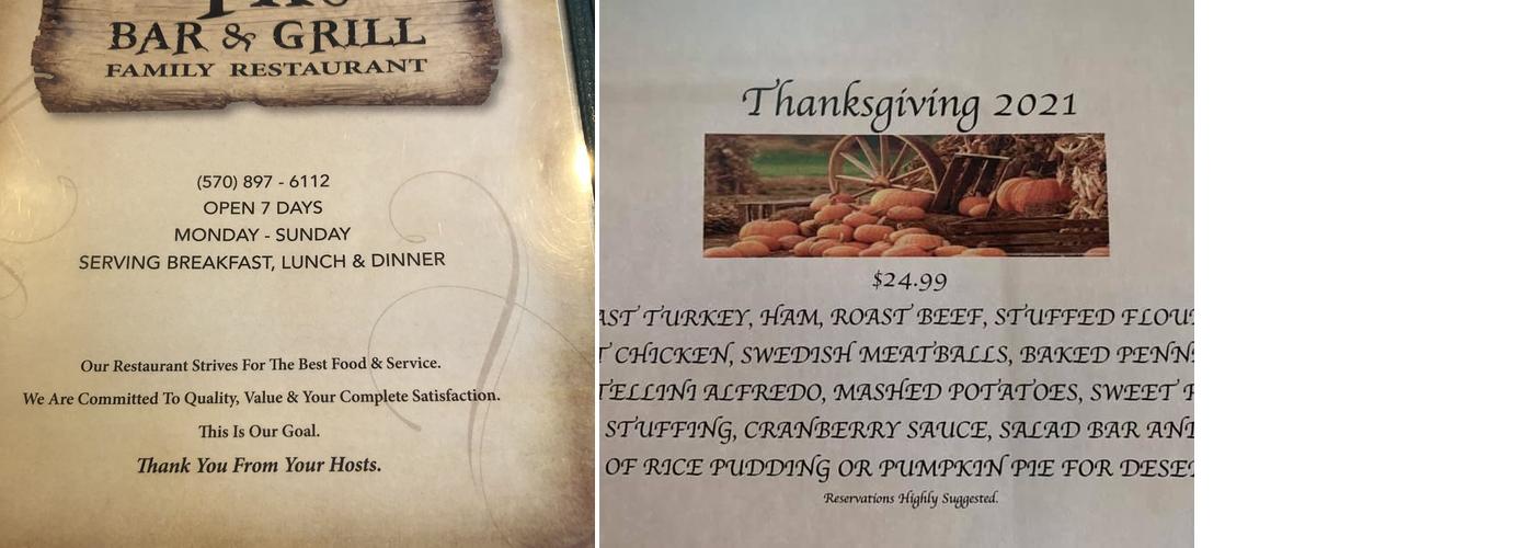 T K's Bar & Grill Menu