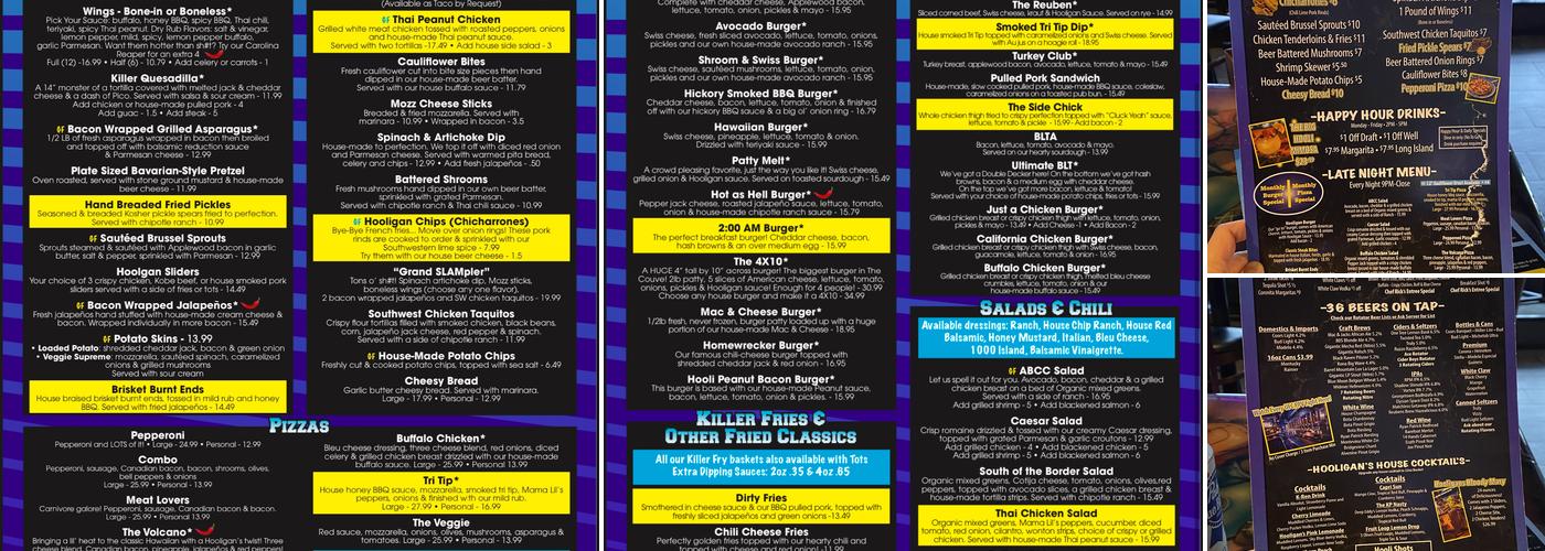 Hooligan's Sports Bar and Grill Menu