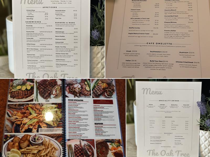Oak Tree Restaurant Menu