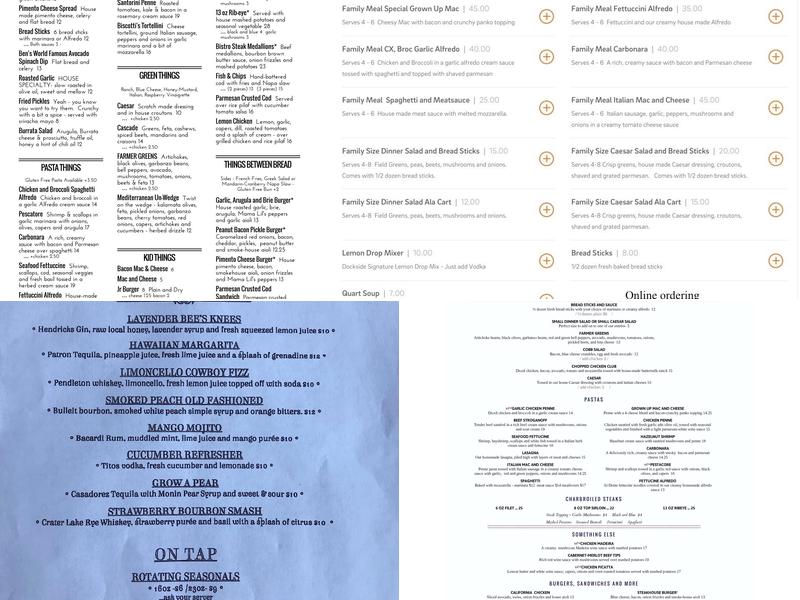 Dockside Steak and Pasta Menu