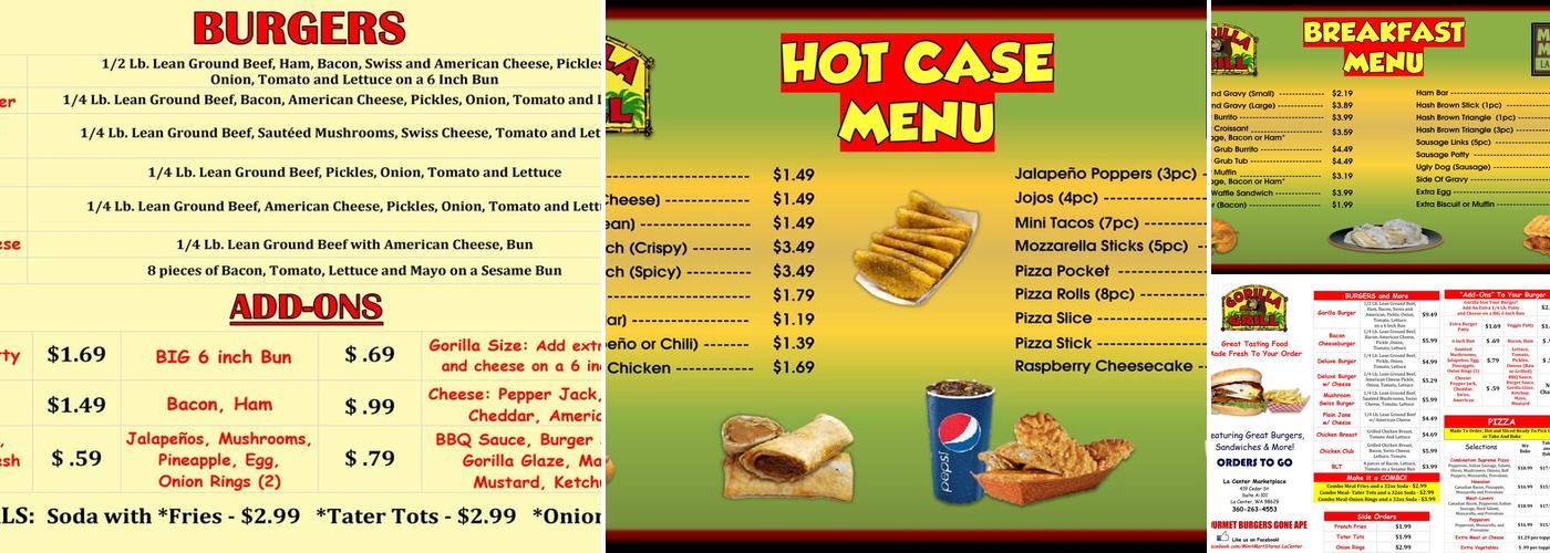 Gorilla Burger Menu