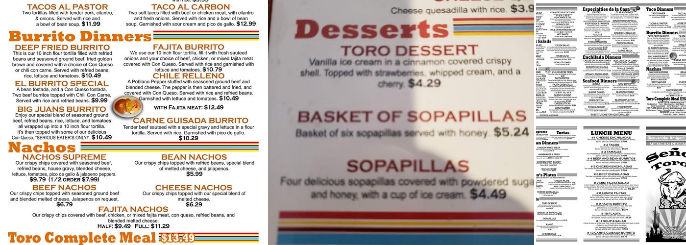 Señor Toros Menu