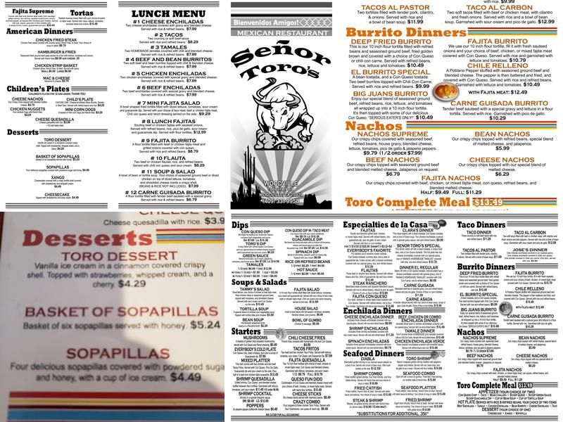 Señor Toros Menu