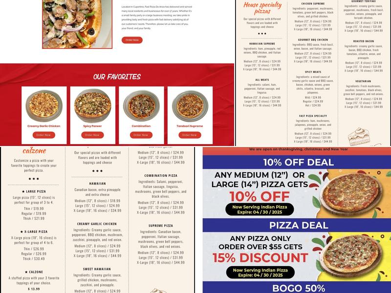 Fast Pizza Cupertino Menu