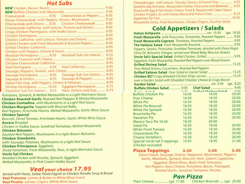 Uncle Sal's Italian Villa Menu