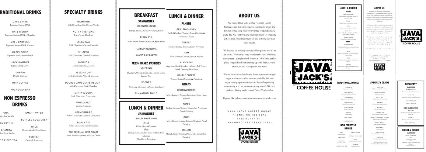 Java Jacks Coffee House Menu