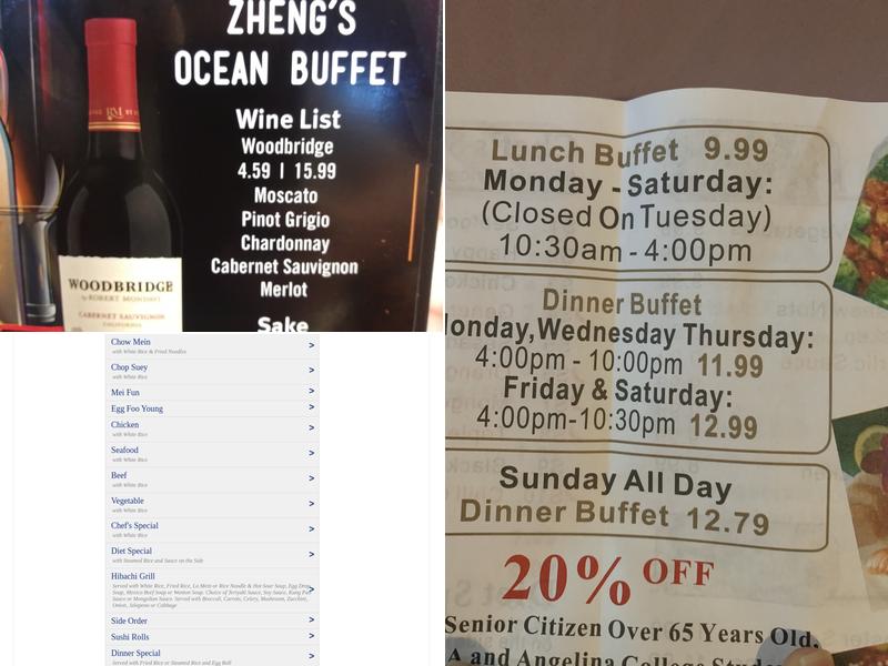Ocean Buffet Menu