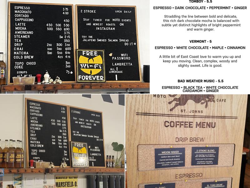 Two Stroke Coffee Co. Menu