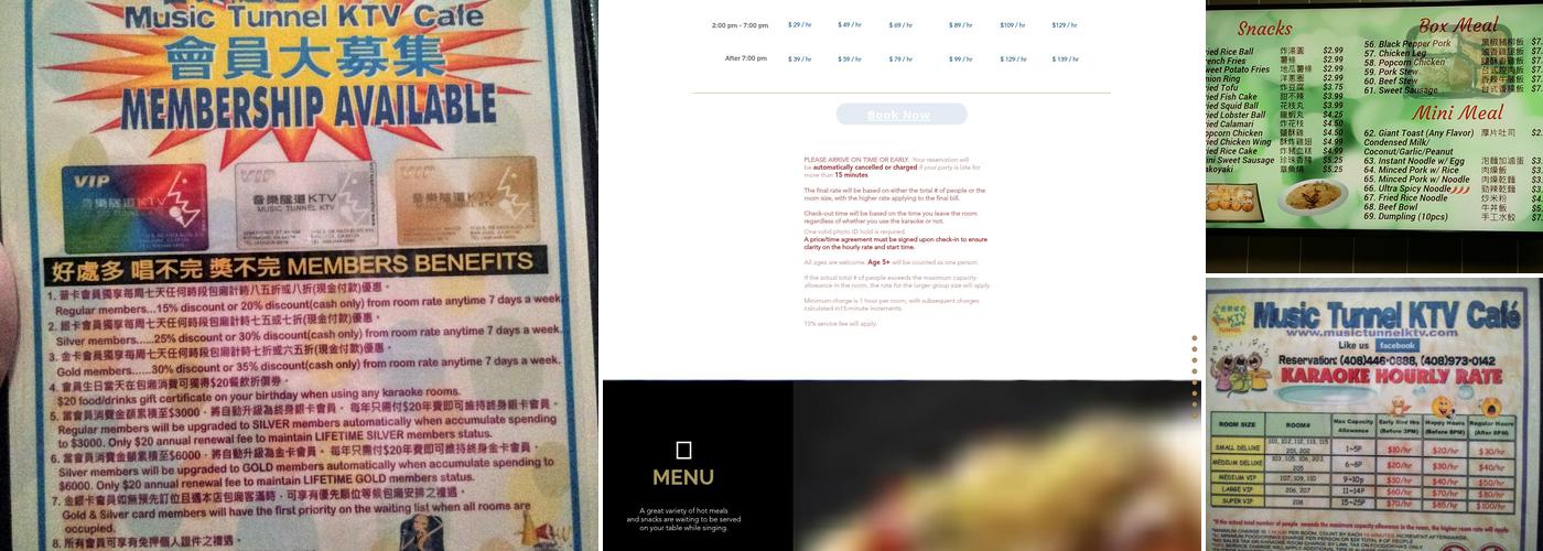 Music Tunnel KTV Cafe Menu