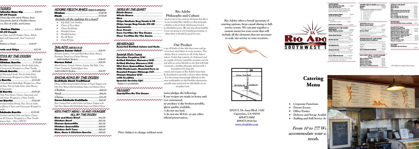 Rio Adobe Southwest Cafe Menu