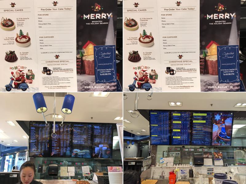 Paris Baguette Menu