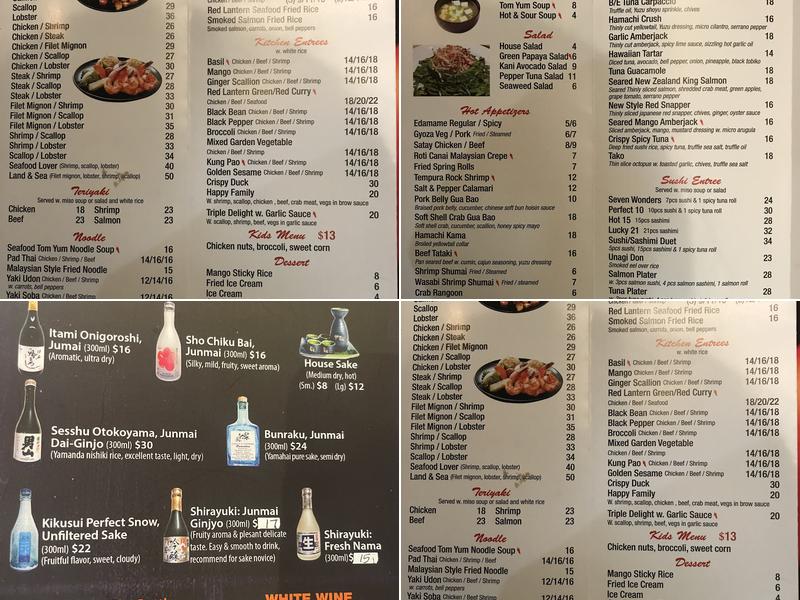 Red Lantern Sushi & Asian Kitchen Menu