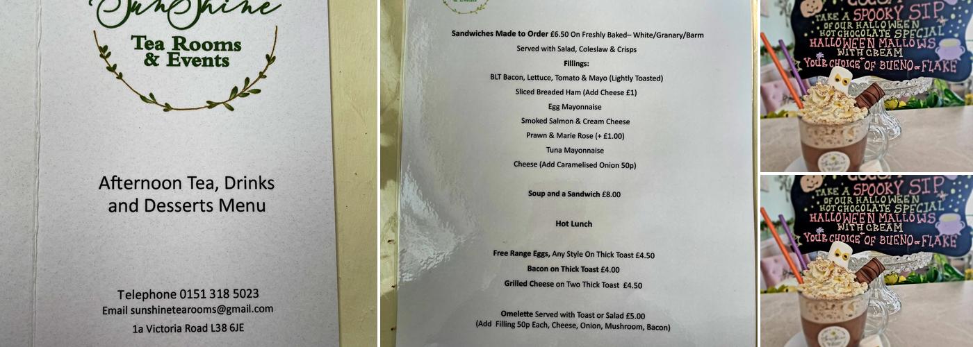 SunShine TeaRooms & Events Menu