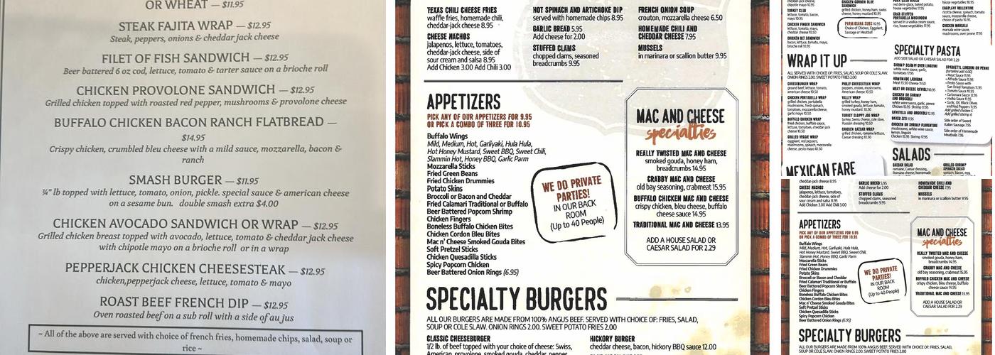 Valley Restaurant Menu