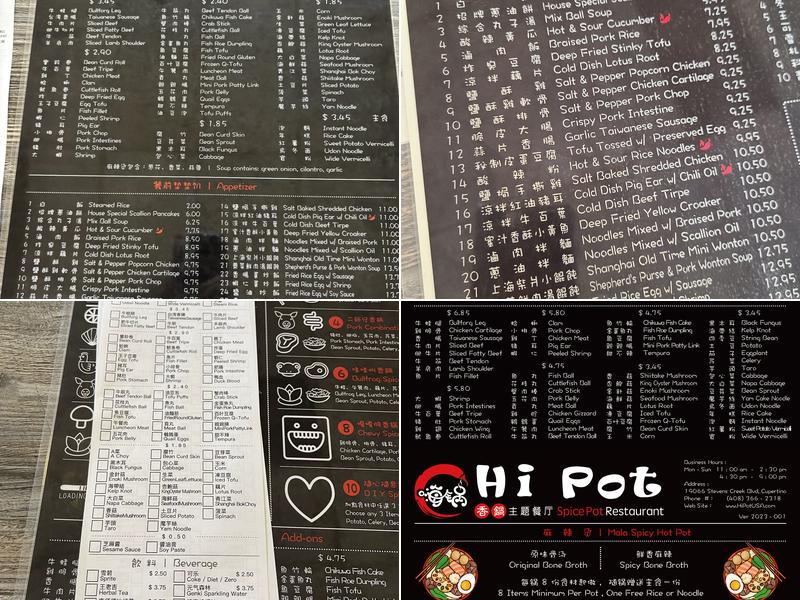Hi Pot Menu