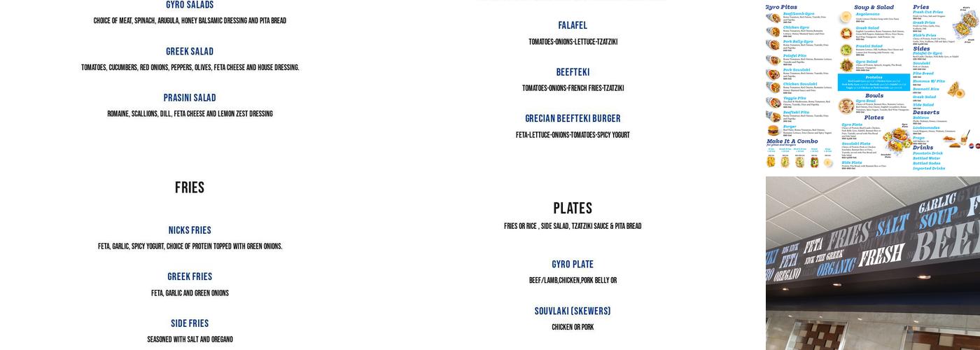 Nick The Greek | Sunnyvale Menu
