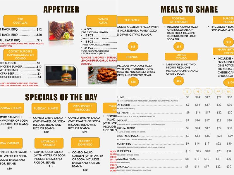 Robert's & Porto's Pizzeria Menu