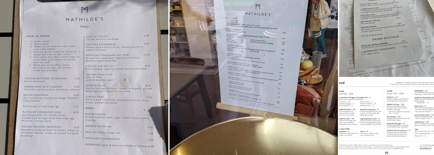 Mathilde’s Café Menu