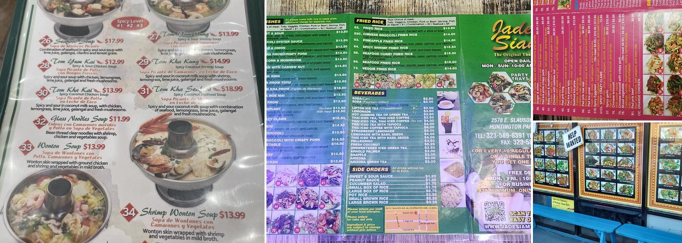 Jade Siam Menu