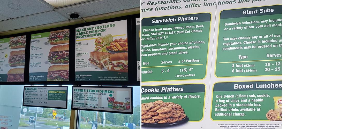 Subway Menu