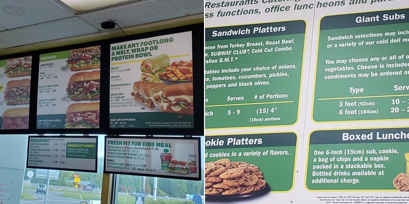 Subway Menu