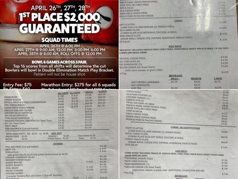 Silver Bowling Center Menu