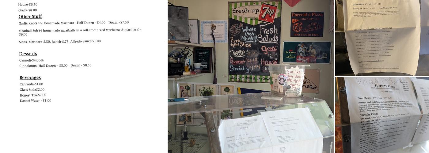 Forrest's Pizza Menu