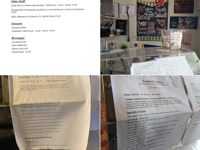 Forrest's Pizza Menu