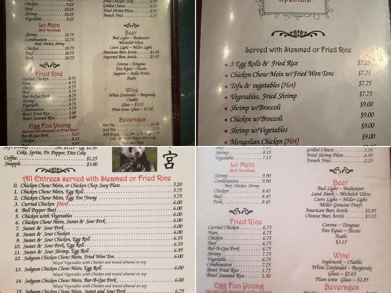 Chinese Palace Restaurant Menu
