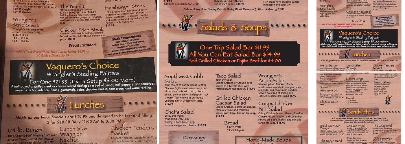 Wrangler's Bar & Grill Menu