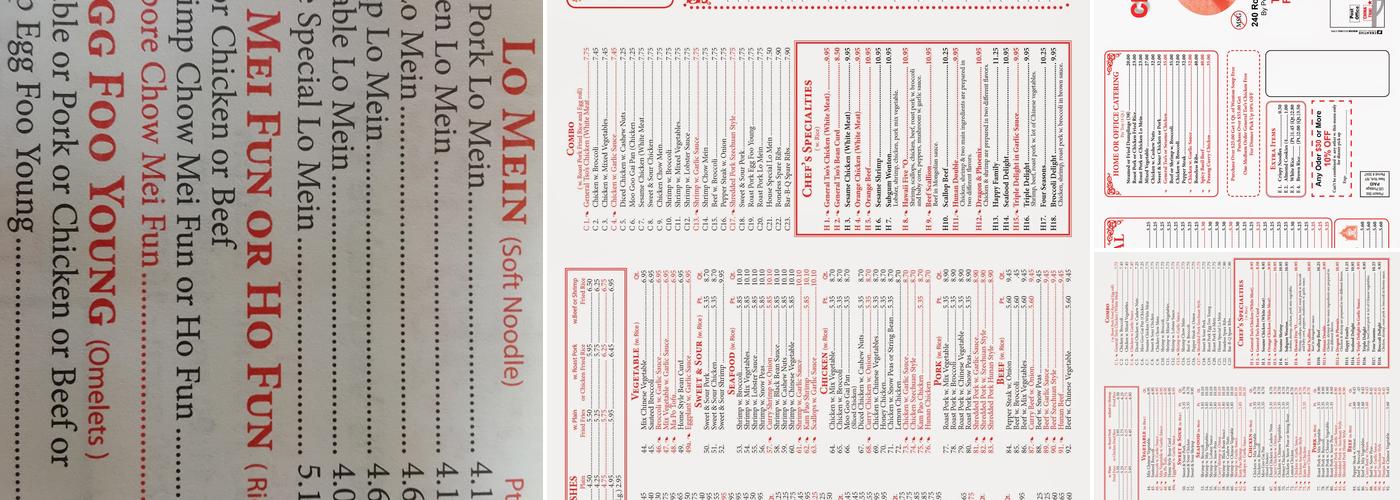 New China Thai Menu