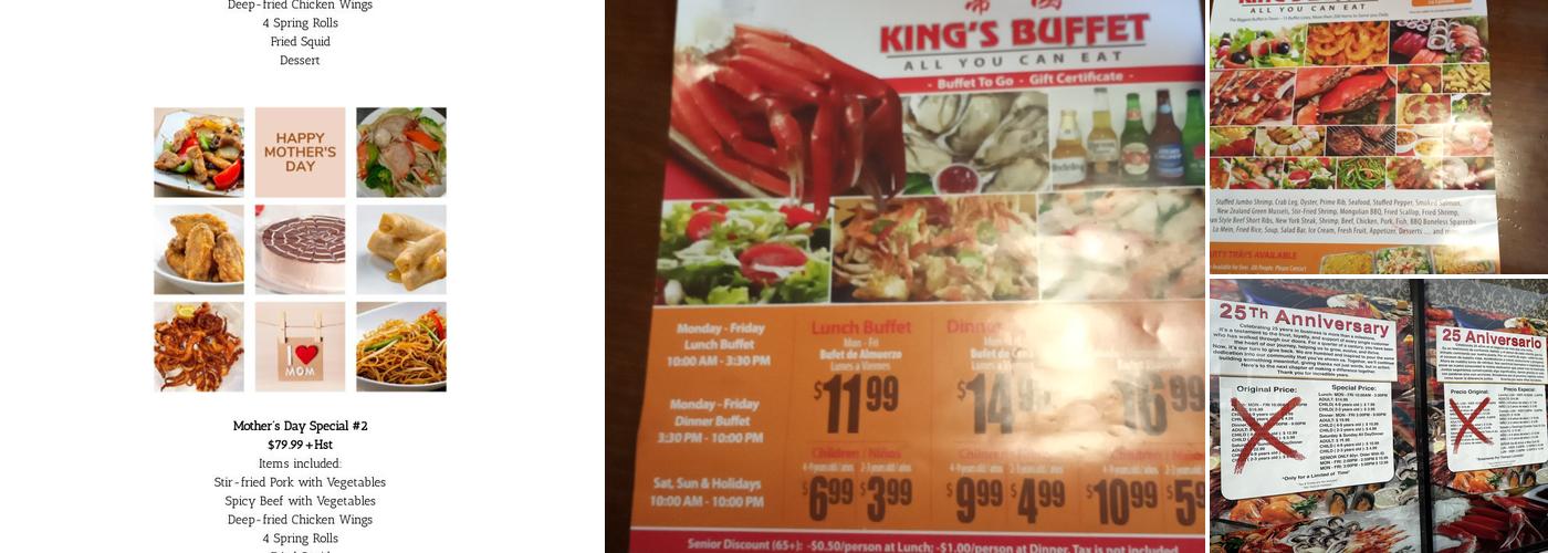 King's Buffet Menu