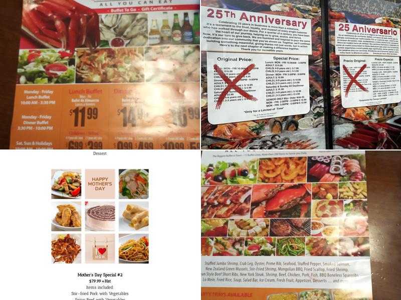 King's Buffet Menu