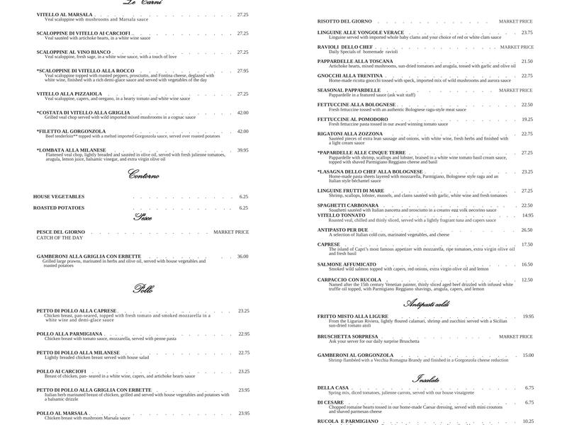 Rocco's Italian Grille & Bar Menu