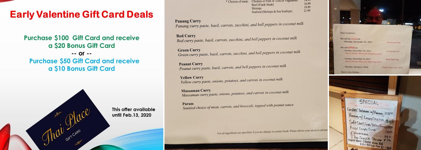 Thai Place Restaurant and Full Bar Menu