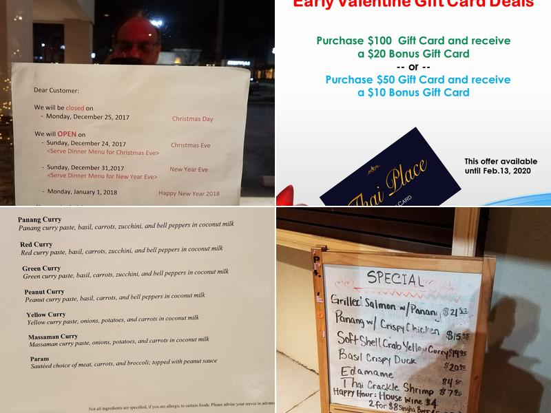 Thai Place Restaurant and Full Bar Menu