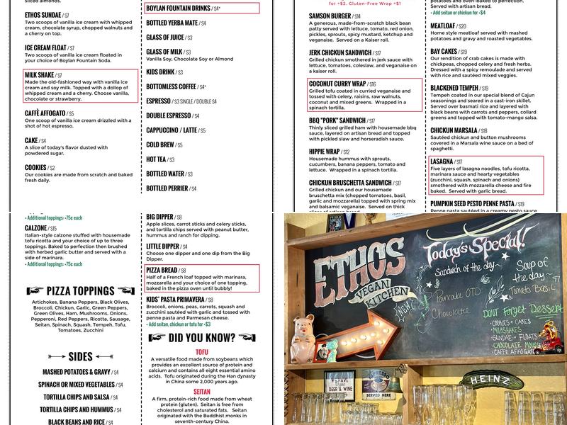 Ethos Vegan Kitchen Menu
