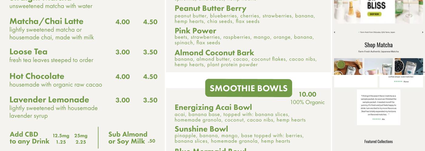 3 Leaf Tea Menu