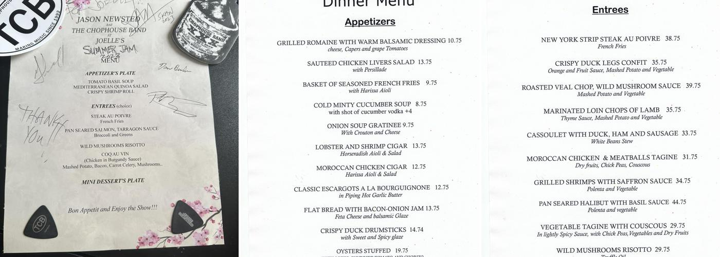 Joelle's French Bistro Menu