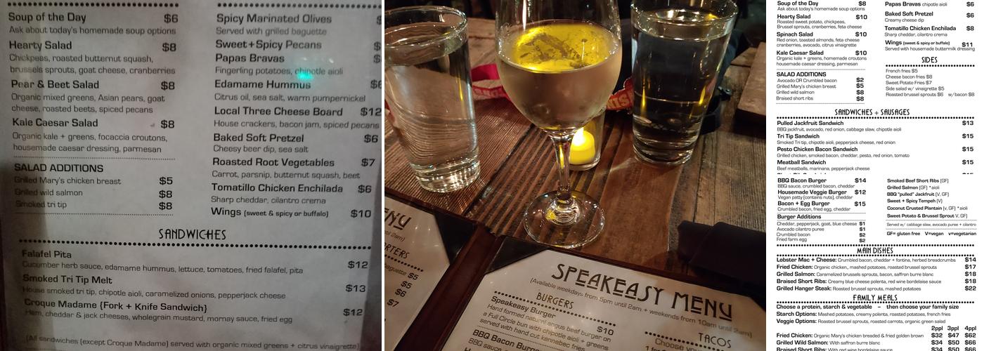 Speakeasy Menu