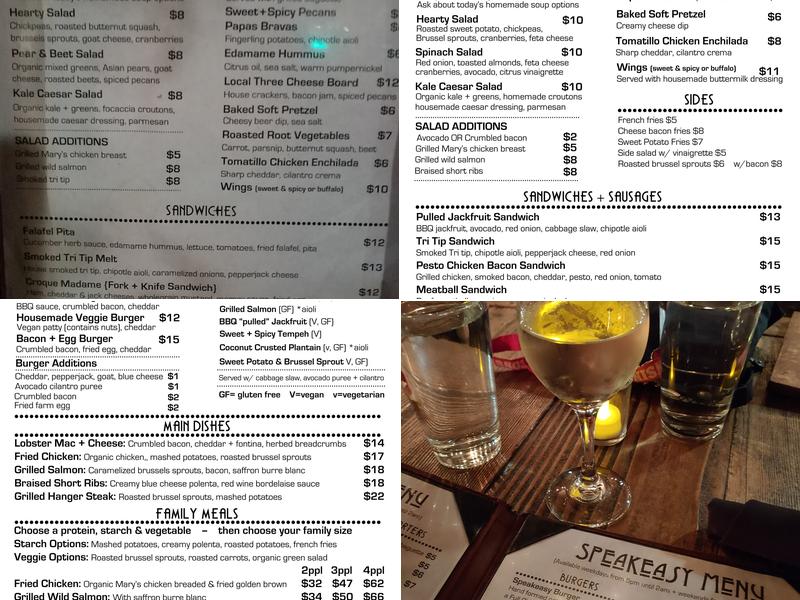 Speakeasy Menu