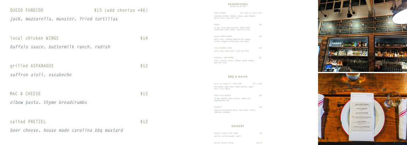 Brewsters Beer Garden Menu