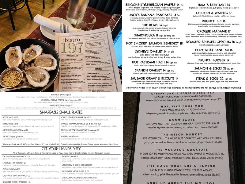 Bistro 197 Menu