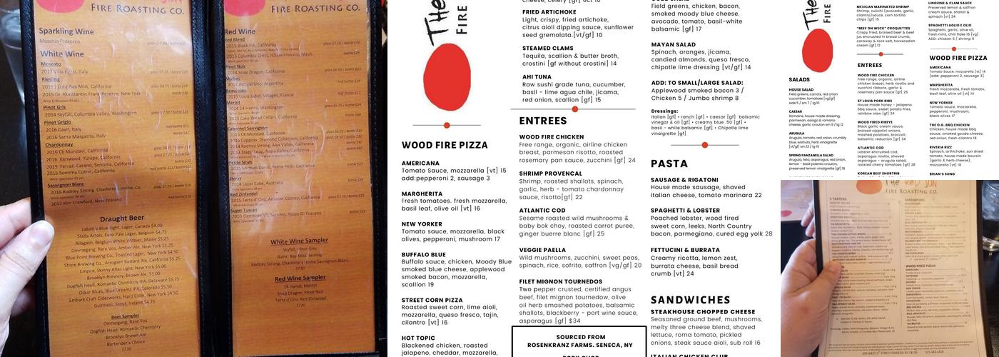 The Red Sun Fire Roasting Co. Menu
