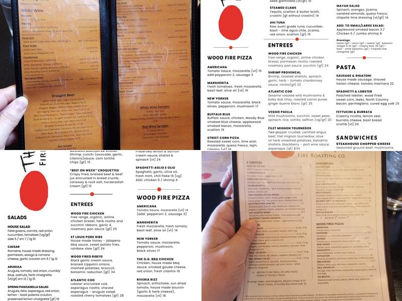 The Red Sun Fire Roasting Co. Menu