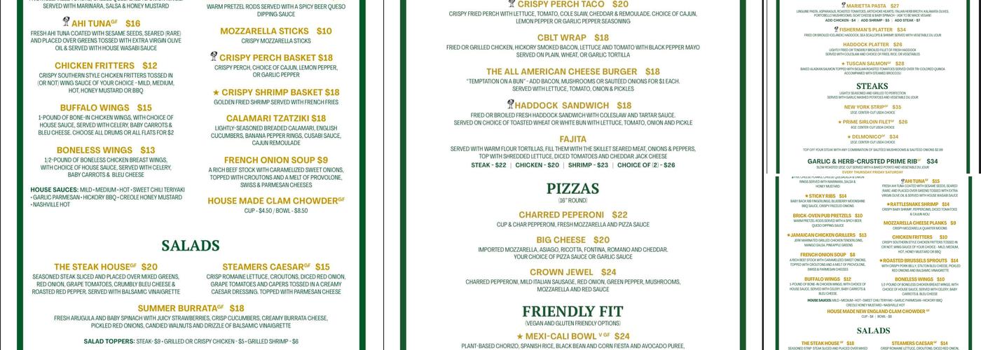 GS Steamers Bar & Grill Menu