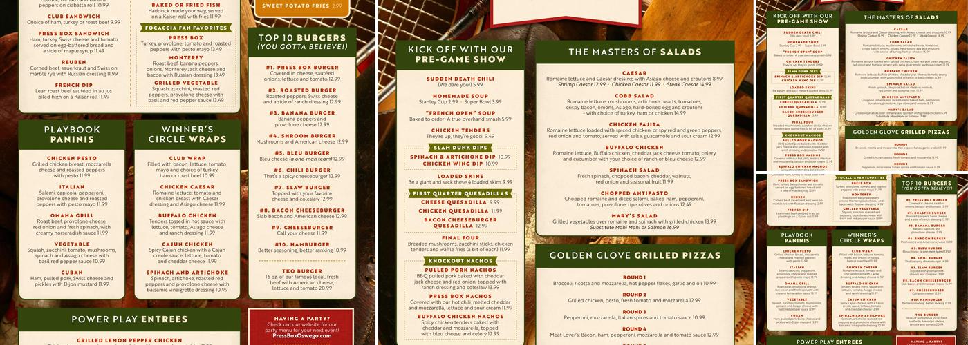 The Press Box Menu