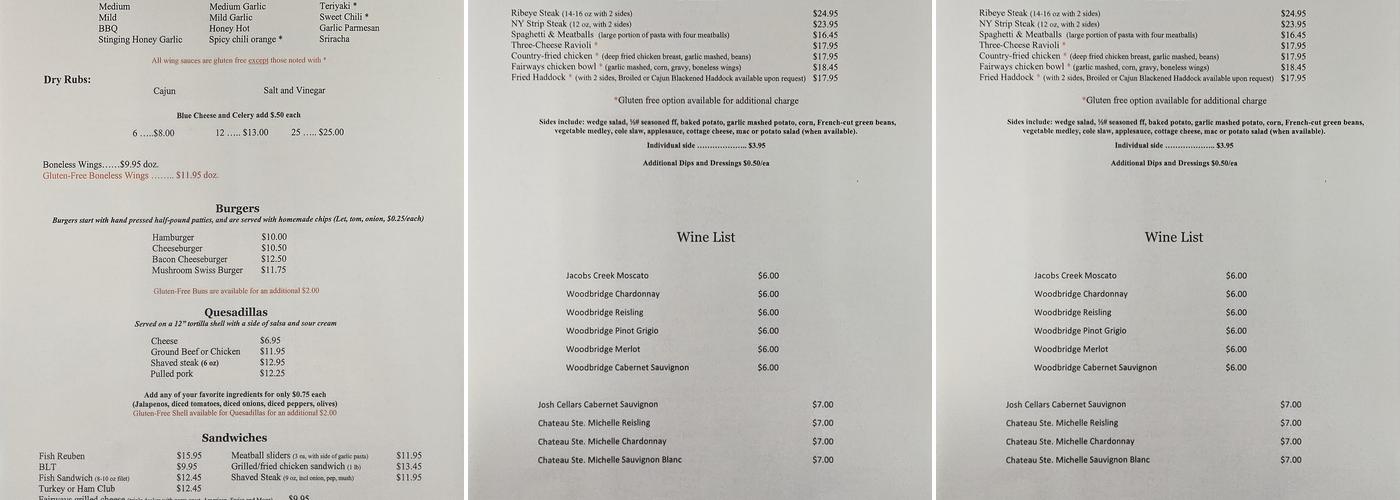 Green Side Restaurant Menu