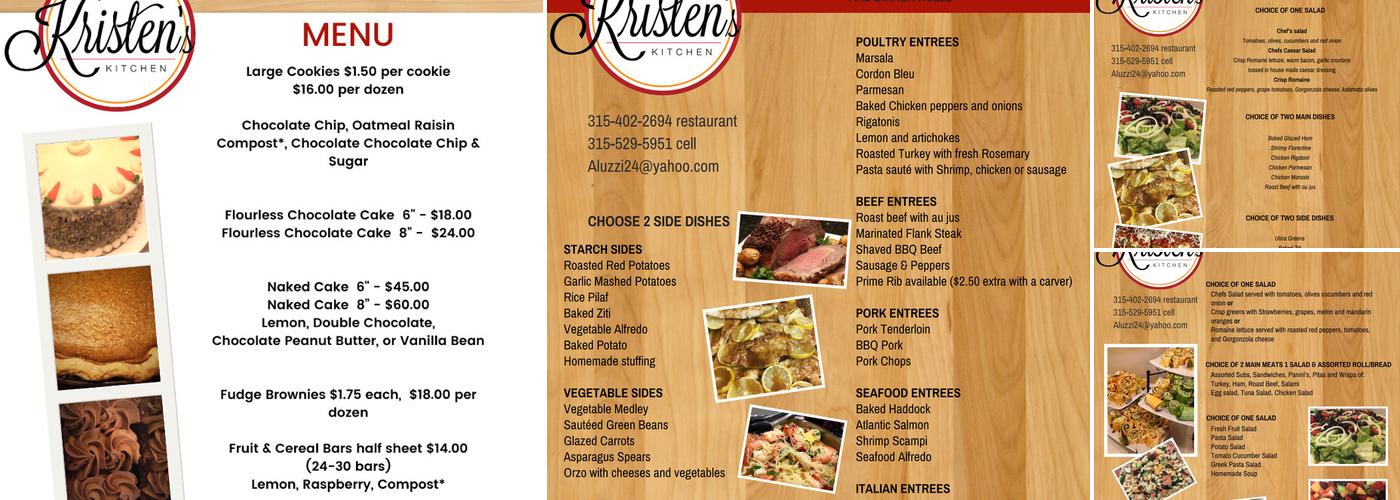 Kristens Kitchen Menu