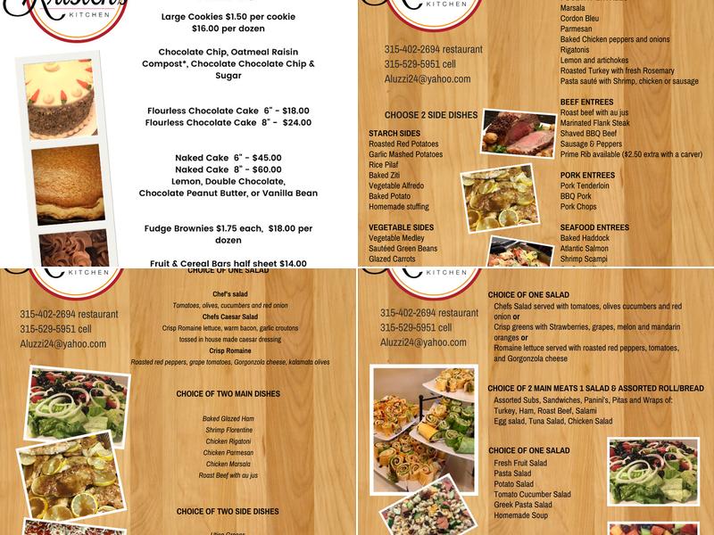 Kristens Kitchen Menu